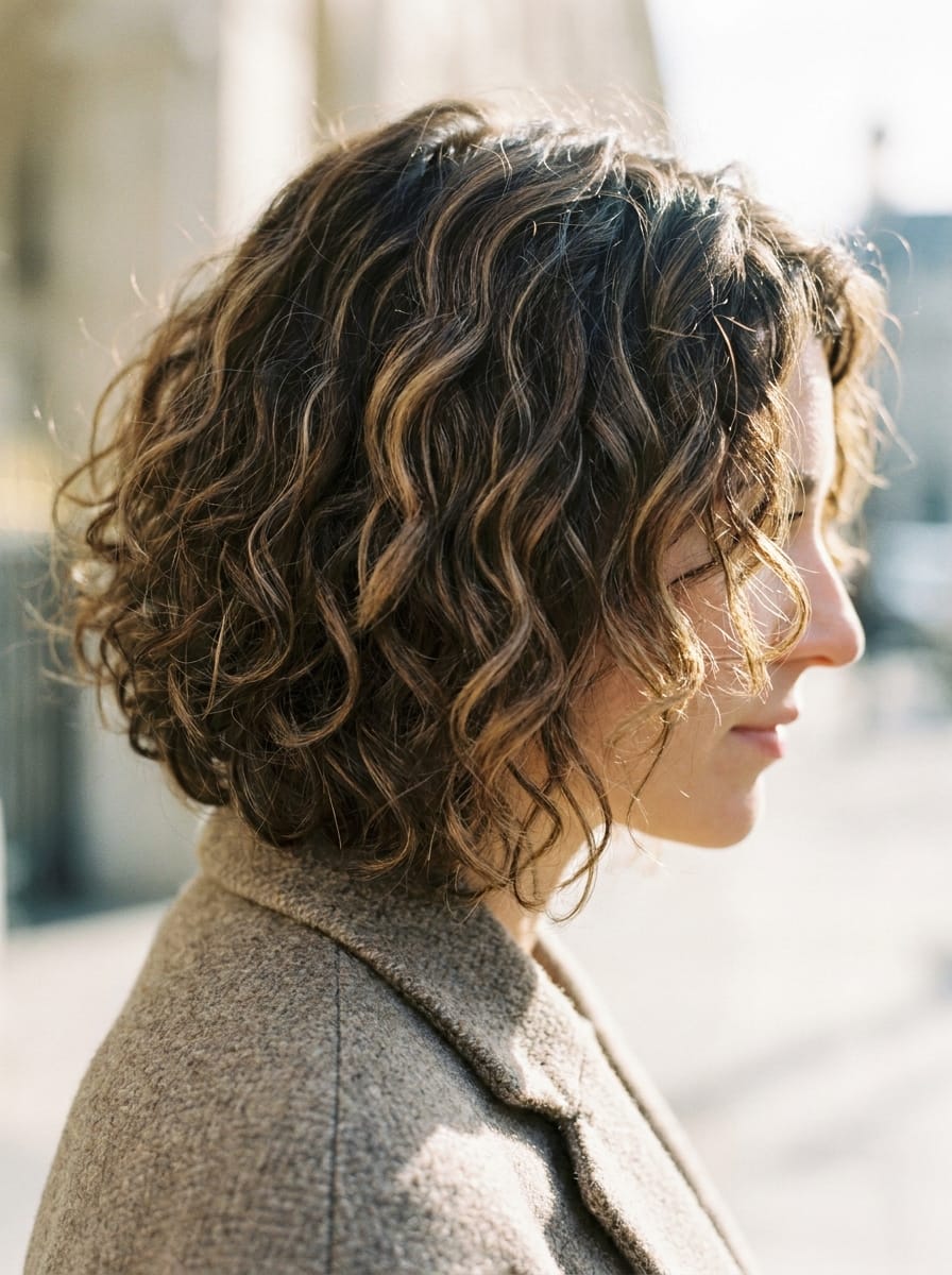 Curly Bob mit Balayage - Lockige Bob Frisur
